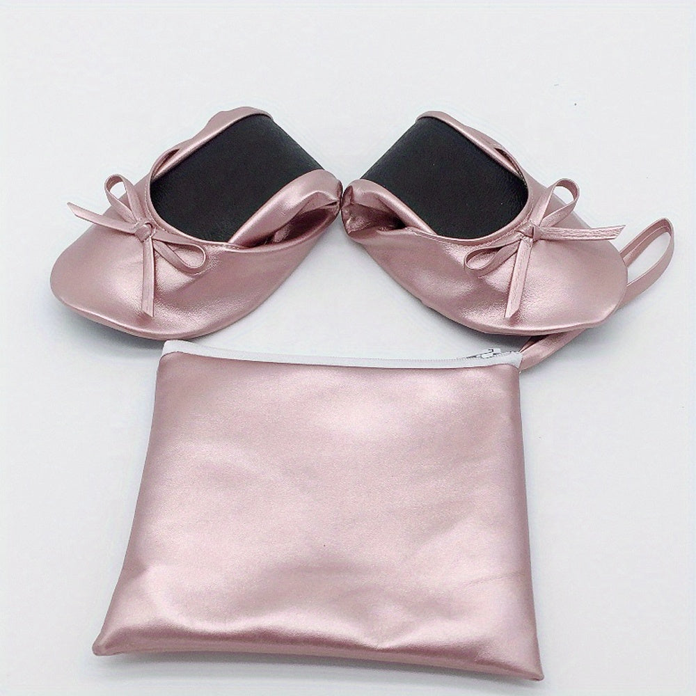 Women's Rollable Ballet Flats Soft Sole Wedding Shoes + Bag