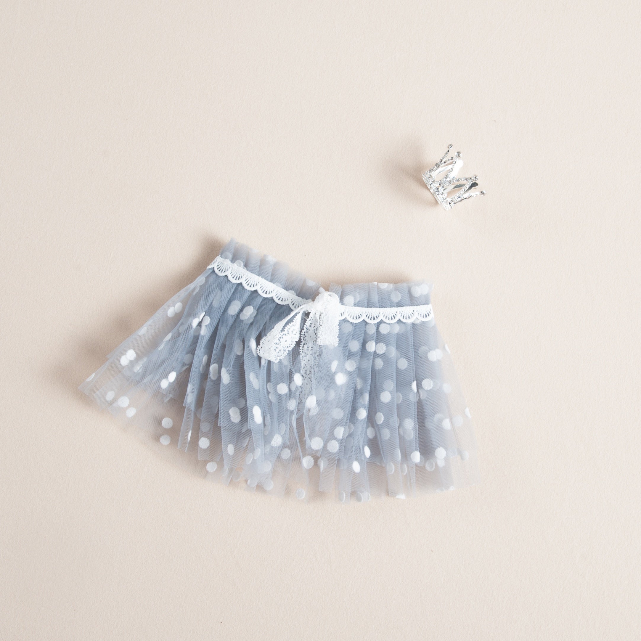 2pcs Gray Crown & Pink Lace Skirt Set for Newborn Photography Props