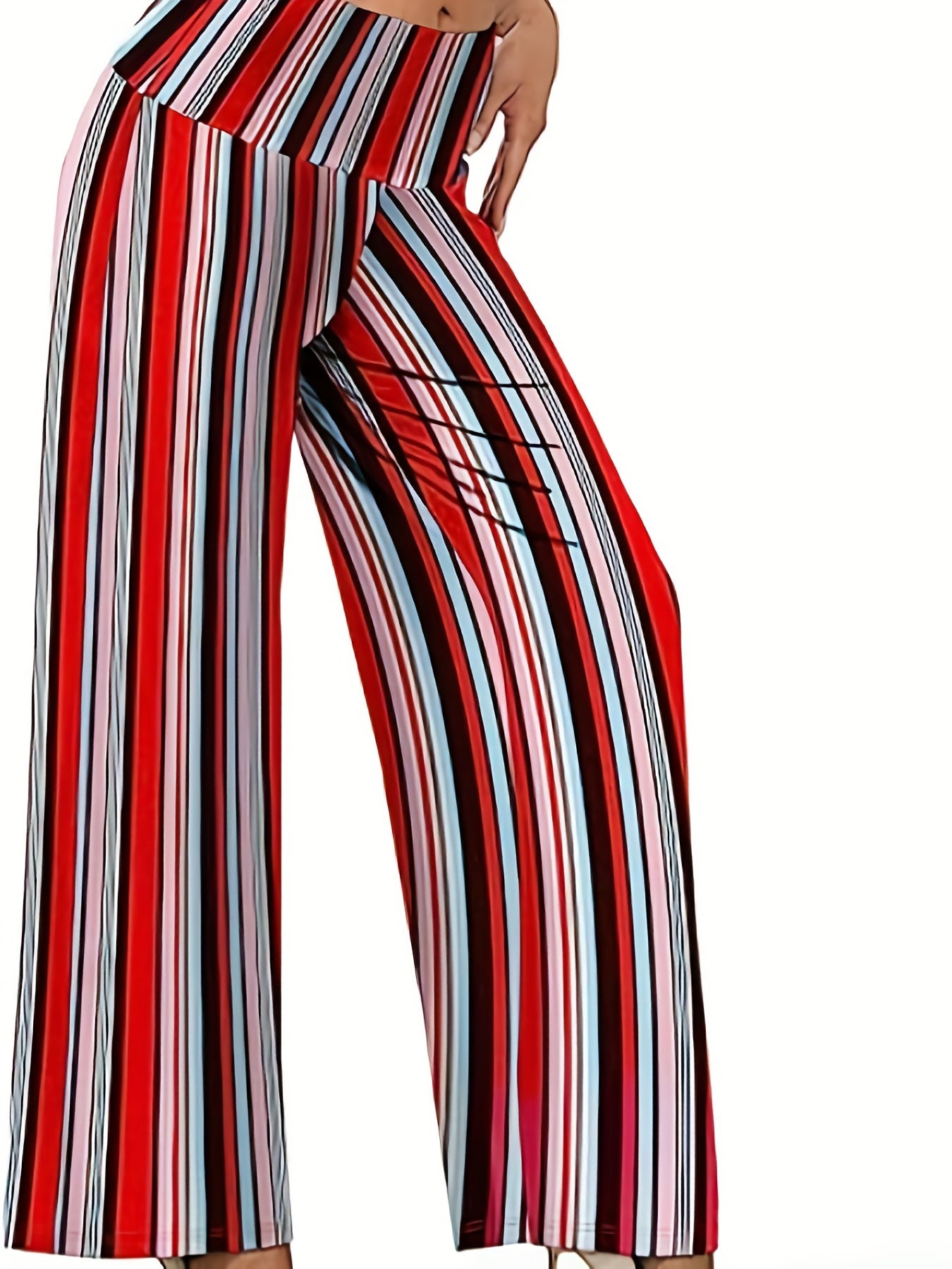 Striped High Waist Wide Leg Pants for Women