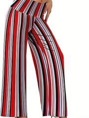 Striped High Waist Wide Leg Pants for Women