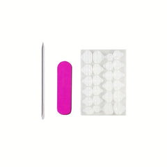 24 pcs Moon & Star French Tip Press On Nails Medium Square Acrylic False Nails