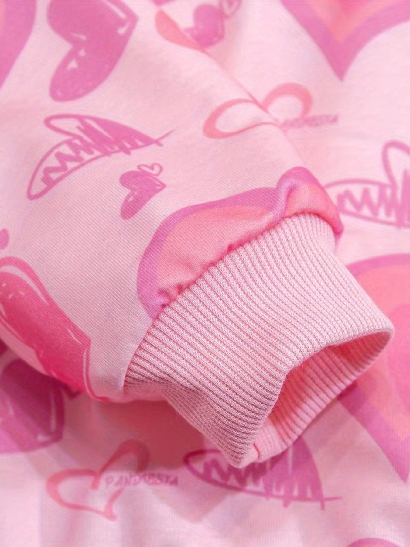 Girls Valentines Heart Print Crew Neck Sweatshirt Long Sleeve Pullover Top