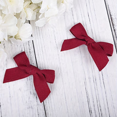 2pcs Red Wine Bowknot Hair Clip Sweet Hair Clip For Side Hair Bang Braids