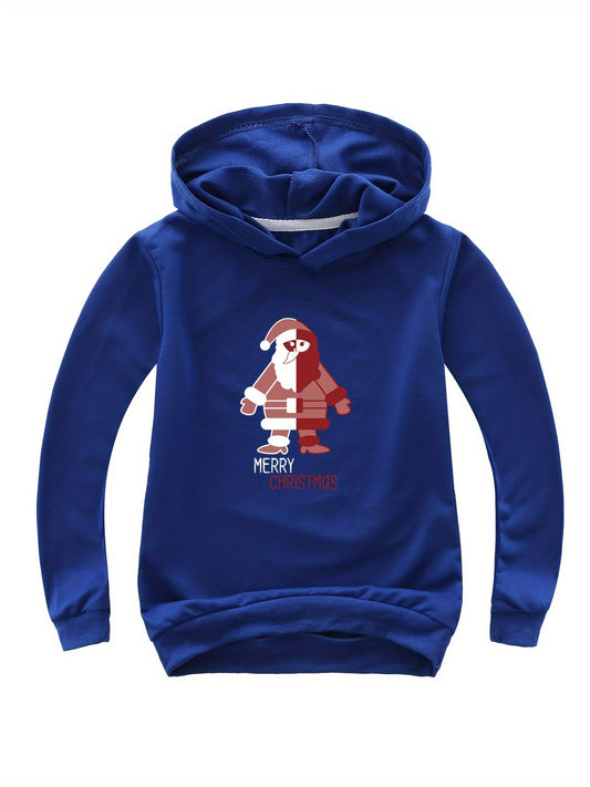 Santa Graphic MERRY CHRISTMAS Hoodie Girls Spring Fall Sports
