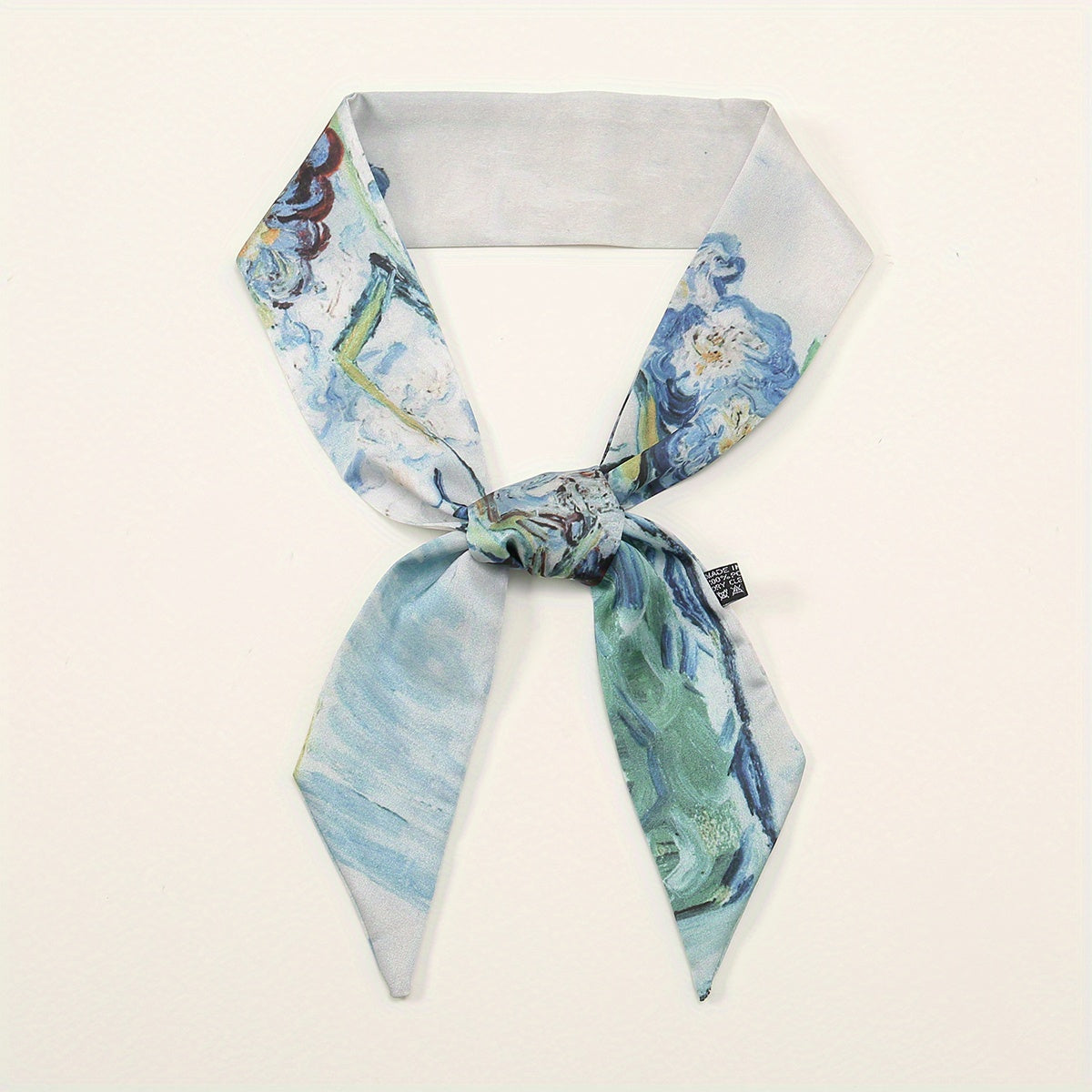 Skinny Scarf Oil Painting Print Long Ribbon Neckerchief Women Casual Necktie