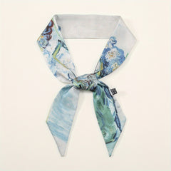 Skinny Scarf Oil Painting Print Long Ribbon Neckerchief Women Casual Necktie