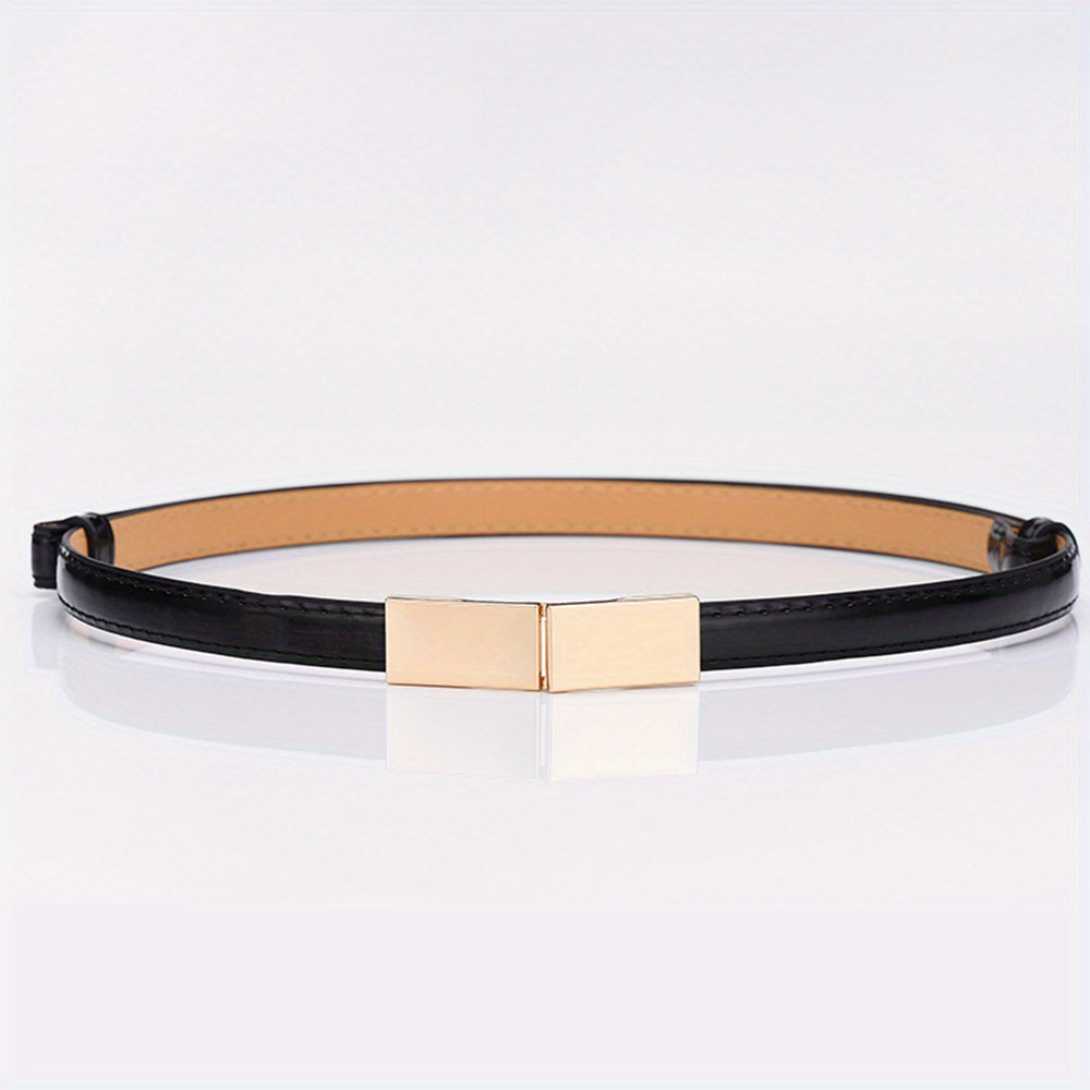 Stylish Thin Belt Solid PU Belt Waistband Decorative Dress Coat Girdle
