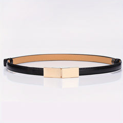 Stylish Thin Belt Solid PU Belt Waistband Decorative Dress Coat Girdle