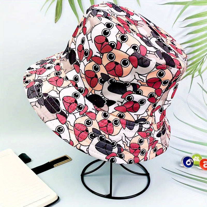 Kids Puppy Doodle Bucket Hat Double Sided Foldable Sun Hat