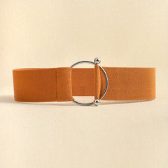 Round Buckle Elastic Belt Wide Waistband for Women