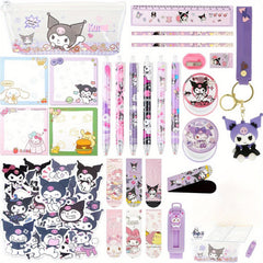 Kuromi Stationery Set: Fountain Pen, Pencil Case, Erasers, Sticky Note
