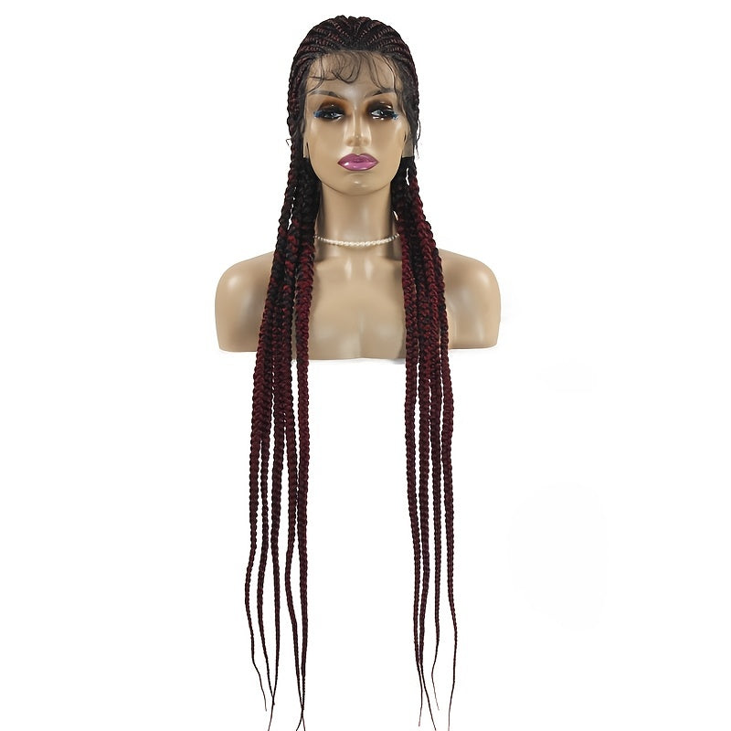 Ombre Box Braided Cornrow Braids Full Lace Frontal Wig
