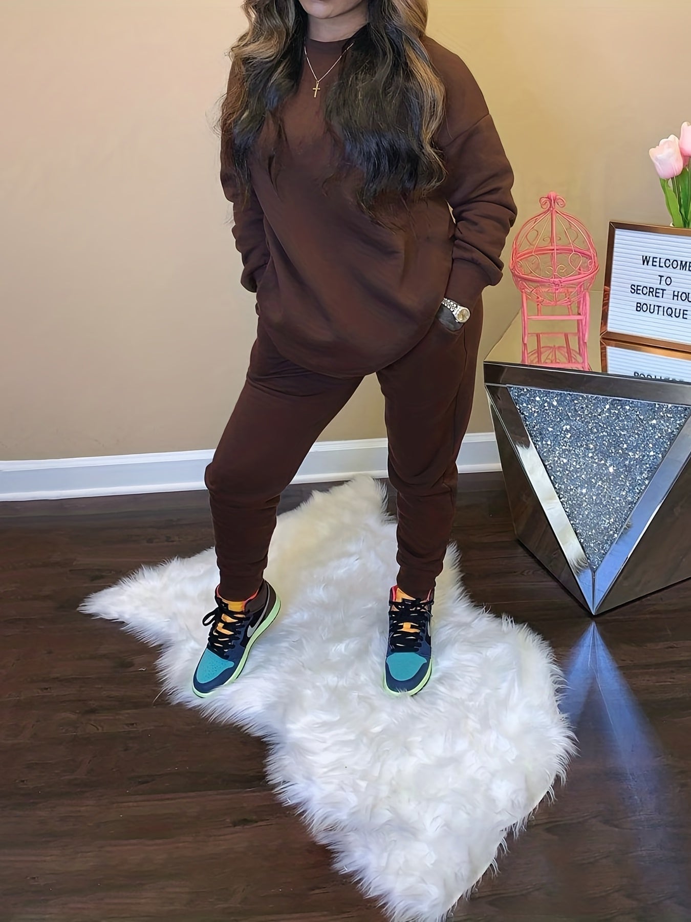  Long Sleeve Sweatshirt & Sweatpants Outfits Two Piece Set