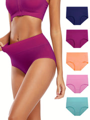 5 Seamless Solid Briefs Comfy Stretchy Intimates Panties Lingerie