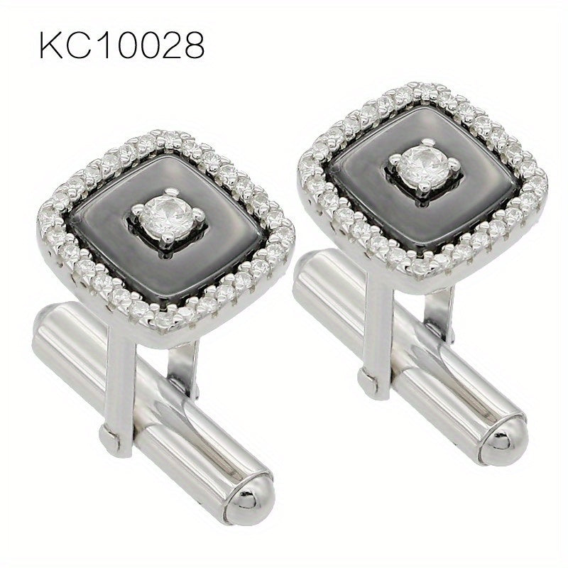 925 Silver Button Cufflinks Zirconia Shirt Cufflinks Versatile Accessories