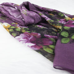 Purple Floral Print Vintage Scarf Warm Shawl Turban Beach Travel Sun