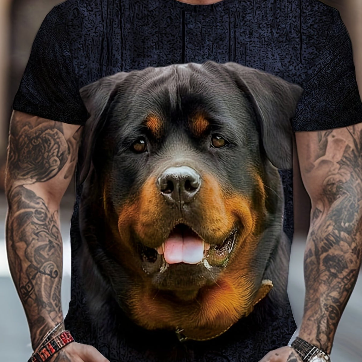 Men's 3D Dog Print T shirt Casual Comfy Crew Neck Tee
