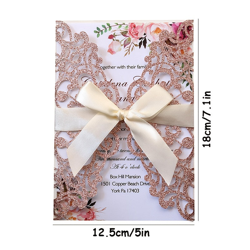 10pcs Laser Cut Invitation Cards for Weddings Birthdays Events Vintage Postcards