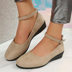 Women's Wedge Ankle Strap Shoes Soft Sole Low Heels