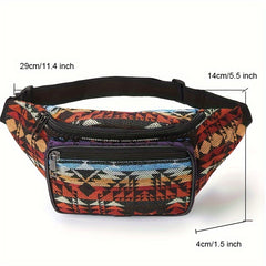 Ethnic Style Fabric Fanny Pack Women's Geo Pattern Waist Bag