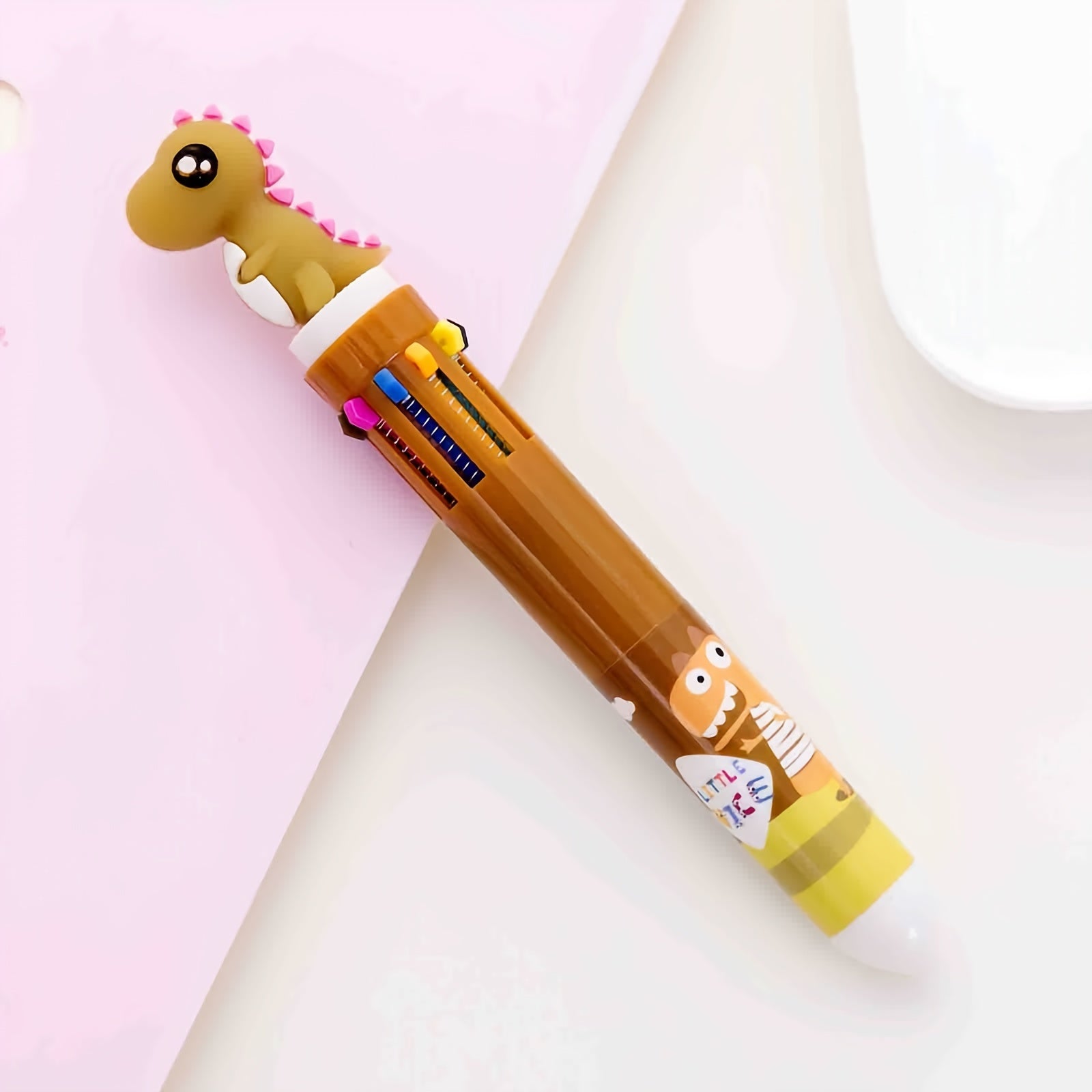 Cartoon Dinosaur Gel Pen Refill Core 0.5mm 10-Color In One Pen