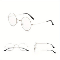Round Clear Lens Glasses For Women Men Students Metal Myopia Spectacles
