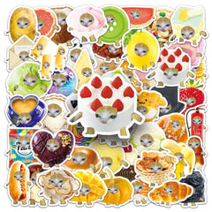50pcs Funny Cat Head Stickers in Various Colors Self Adhesive Vinyl Decals