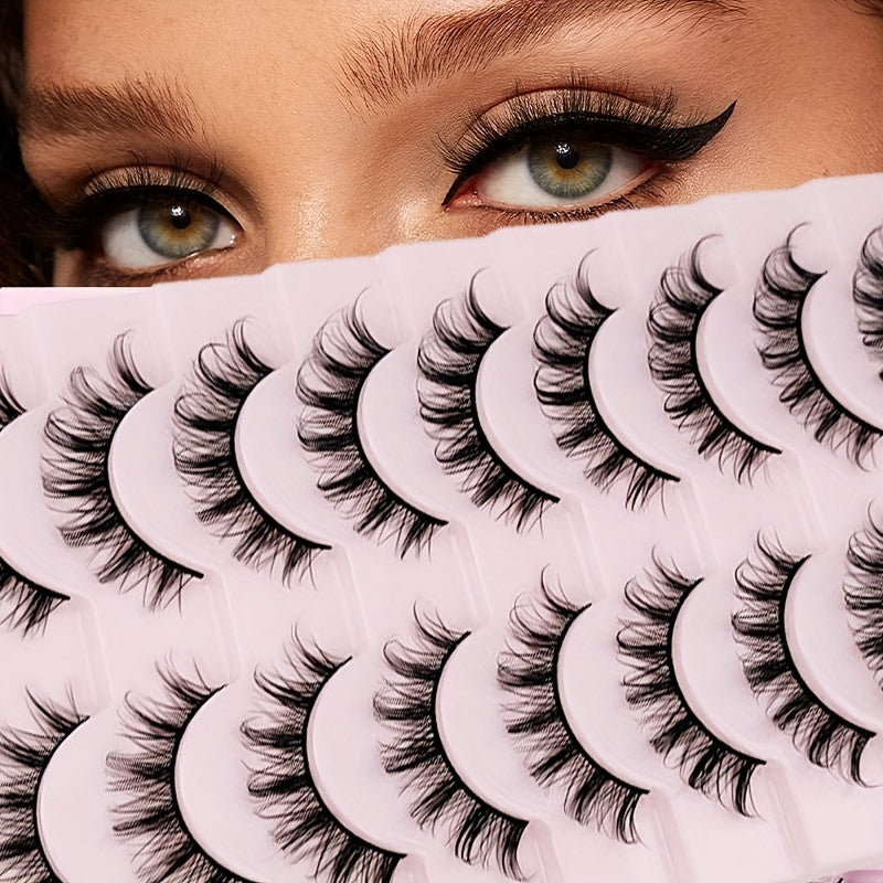 10 Pairs Cosplay False Eyelashes D Curl Natural Look Anime Makeup