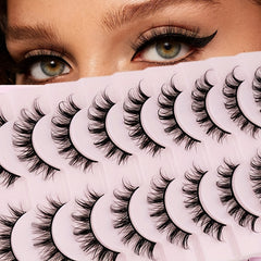 10 Pairs Cosplay False Eyelashes D Curl Natural Look Anime Makeup