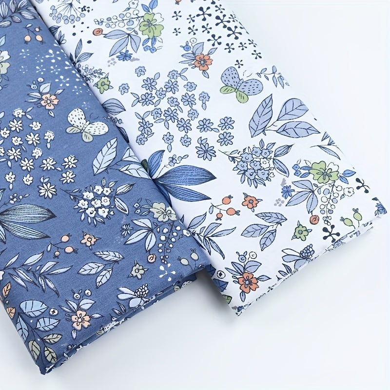 6pcs Gray Flower Grass Leaf Cloth Set Dark Plaid Striped Cloth Set Bag DIY