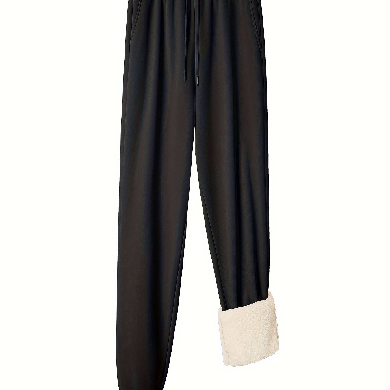 Women's Plus Size Solid Casual Pants with Fleece Liner