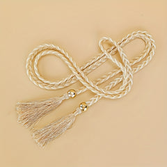 Women's Tassel Skinny Chain Belts Casual Dress Belts Woven Rope Belts