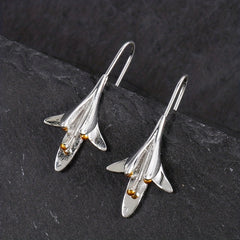 Lily Shape Ear Hook Earrings 925 Silver Plated Women's Ear Jewelry