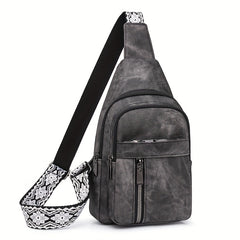 Women's Faux Leather Sling Bag Casual Crossbody Chest Pack