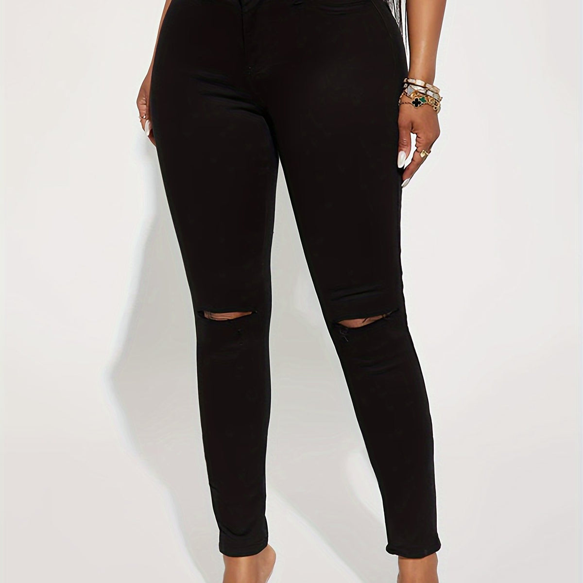  Women's Ripped High Waisted Slim Fit Jeans