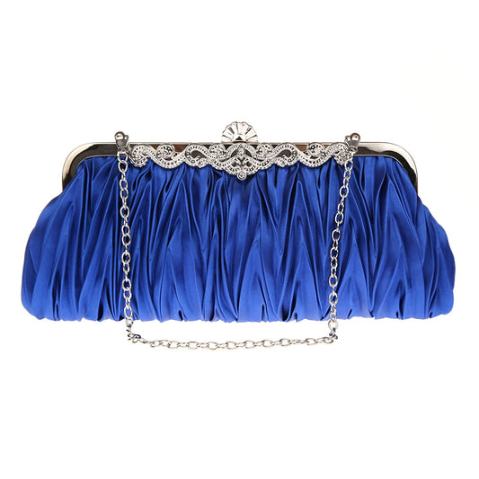 Pleated Frame Metal Chain Banquet Bag Kiss Lock Bridal Wedding Handbag