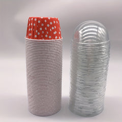 50pcs Cake Cups With Lids Curled Edge Cake Cups Heat Resistant
