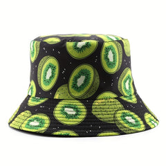Men's Sunscreen Sunshade Sun Hat Fruit Pattern Print Double-sided Bucket Hat