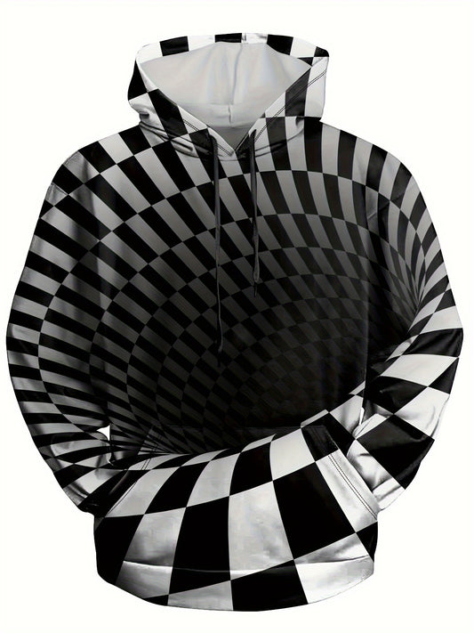 Geometric Swirl 3D Print Men's Hoodie Graphic Pullover for Autumn Winter
