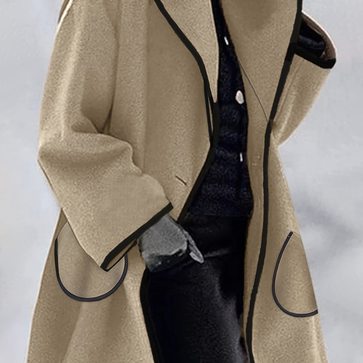 Waterfall Collar Overcoat Open Front Long Sleeve Outerwear