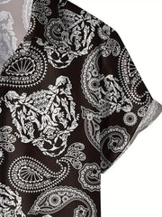 Men's Paisley Print Bowling Shirt Camp Collar Short Sleeves Hawaiian Shirt