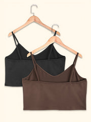 2 Pack Plus Size Solid V Neck Stretch Cami Top Set