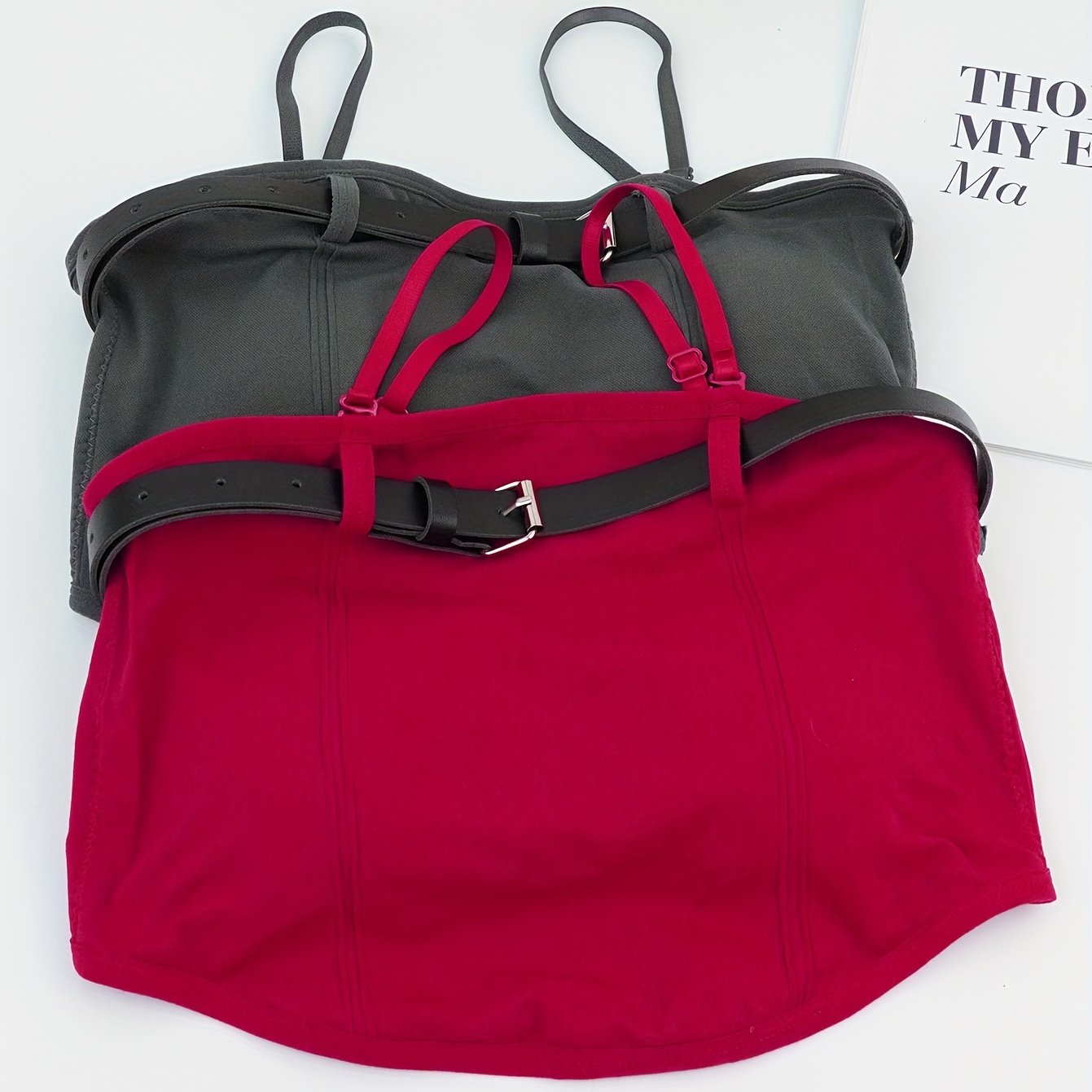 2pcs Solid Cami Crop Top Slim Fit Women's Lingerie