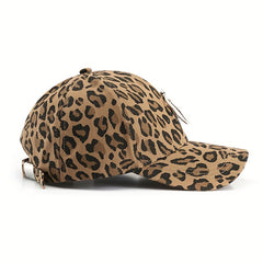 Leopard Print Baseball Cap Iron R Pendant Sun Hat