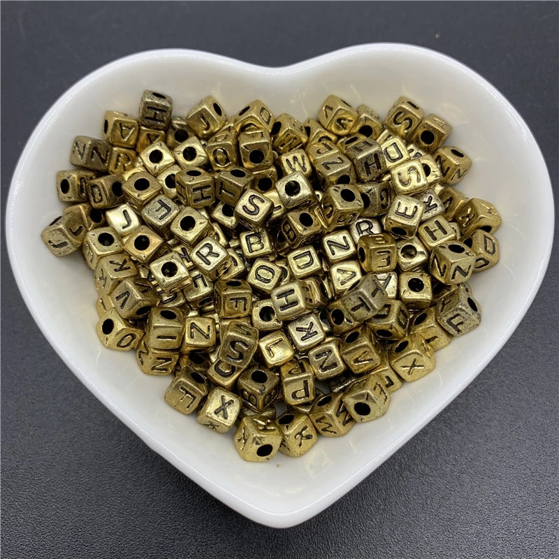 100pcs Antique Acrylic Letter Beads for Jewelry Making DIY Bracelet Necklace