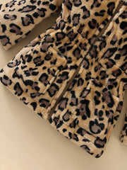 Vintage Leopard Hooded Long Sleeve Coat