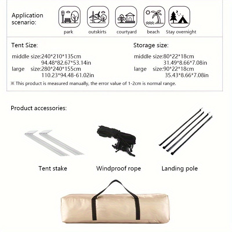 Hexagonal Camping Tent Waterproof Easy Setup 4 Windows 2 Doors Outdoor Hiking