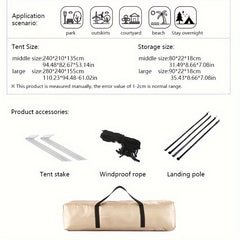 Hexagonal Camping Tent Waterproof Easy Setup 4 Windows 2 Doors Outdoor Hiking