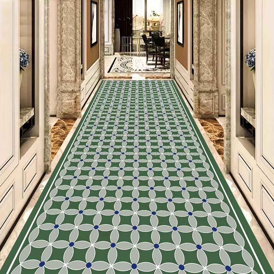 Marble Print Area Rug Grid Print Entrance Decor