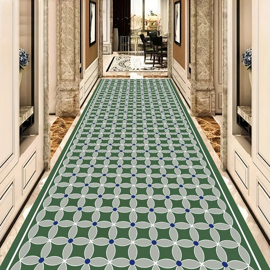 Marble Print Area Rug Grid Print Entrance Decor